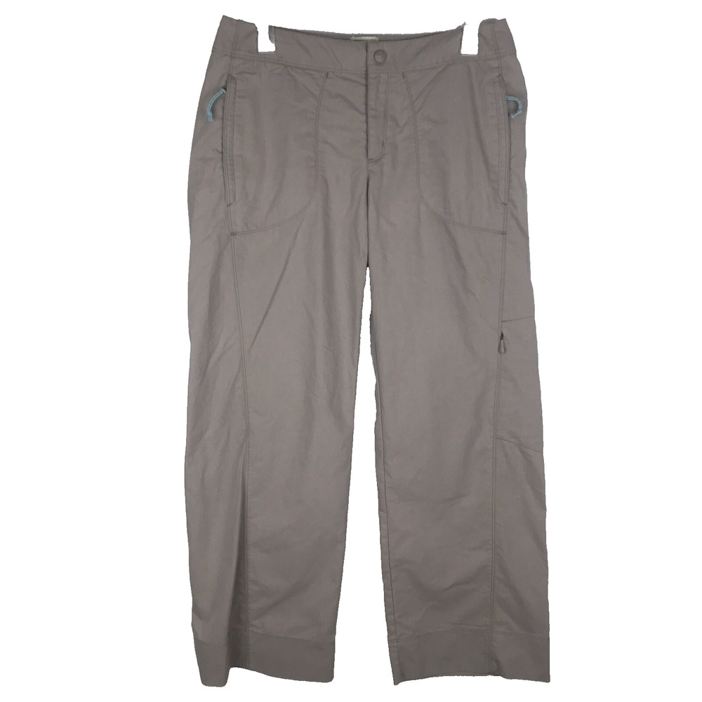 LL Bean Hiking Pants Beige Zip Pockets Straight Leg Low Rise Womens 8 Petite
